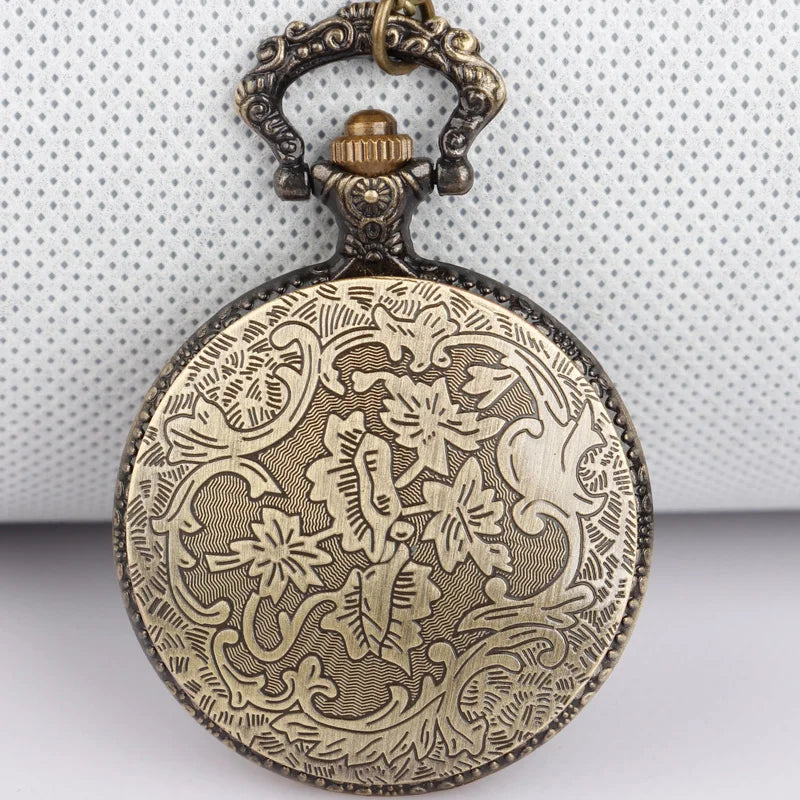 Antique Bronze Car Truck Men's Pocket Watch with Long Chain