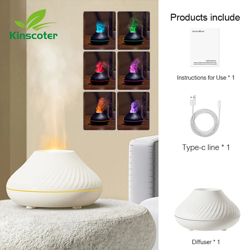 Volcanic Aroma Diffuser & USB Humidifier with Flame Light