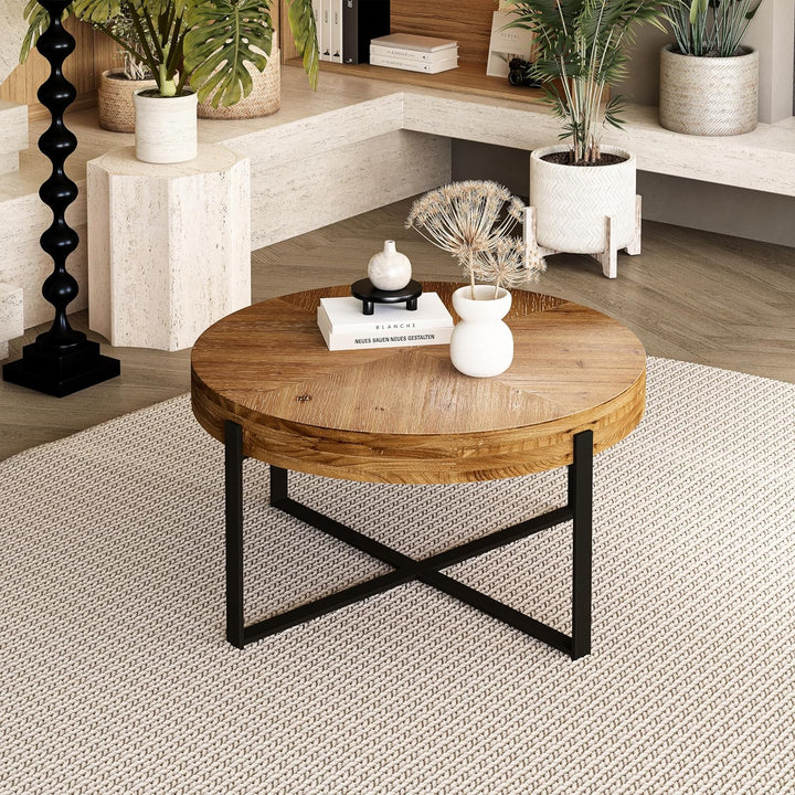 Rustic Coffee Table with Black and Natural Finish