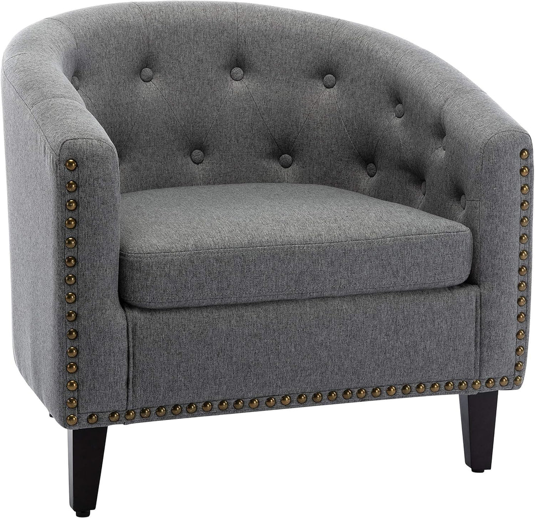 Armchair Barrel Club Chair,Modern Line Fabric (Grey)