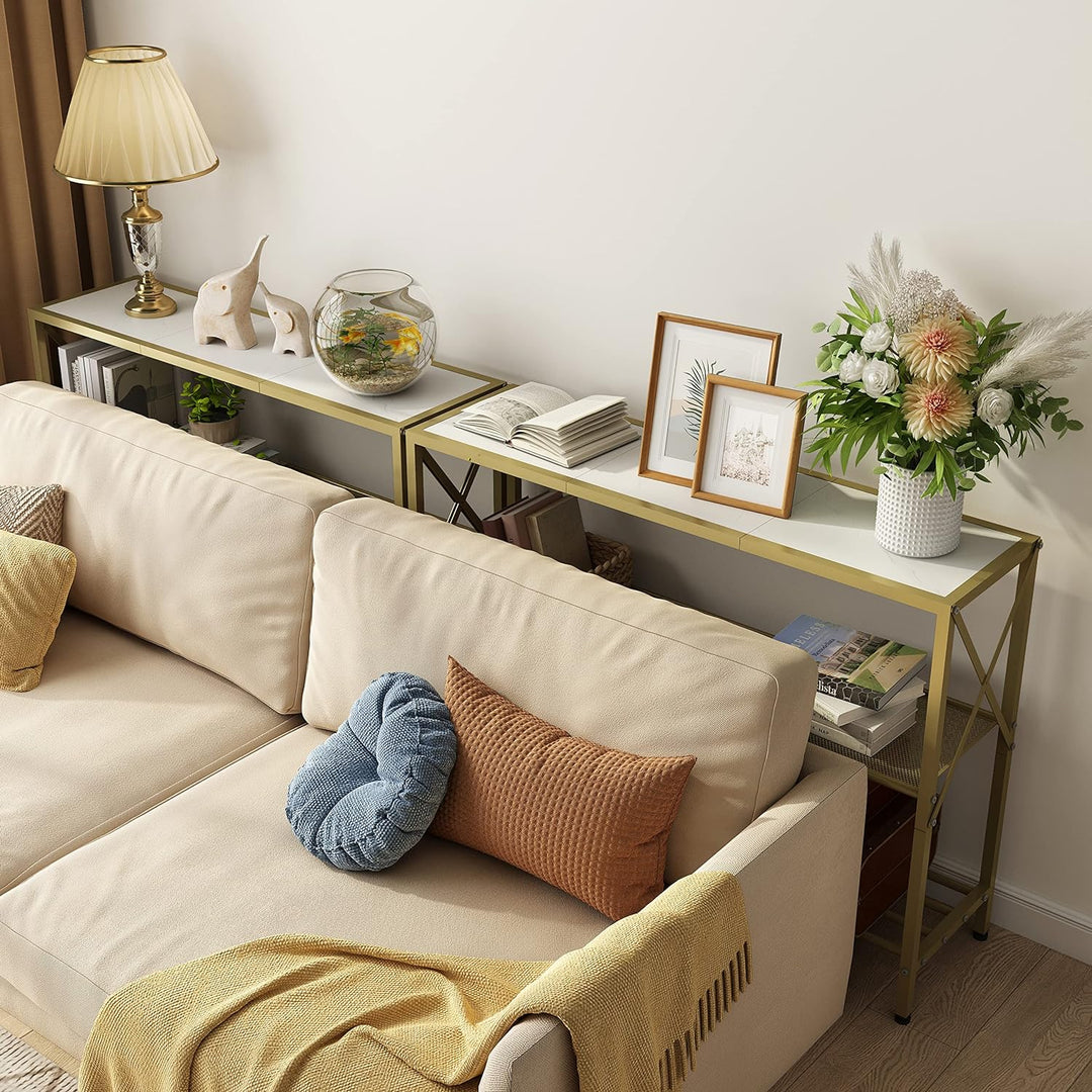 Gold Console Table, 3 Tier Entryway Hallway