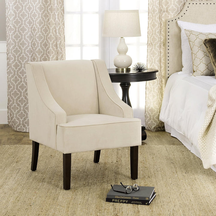 Swoop Arm Living-Room-Chairs Light Cream Velvet