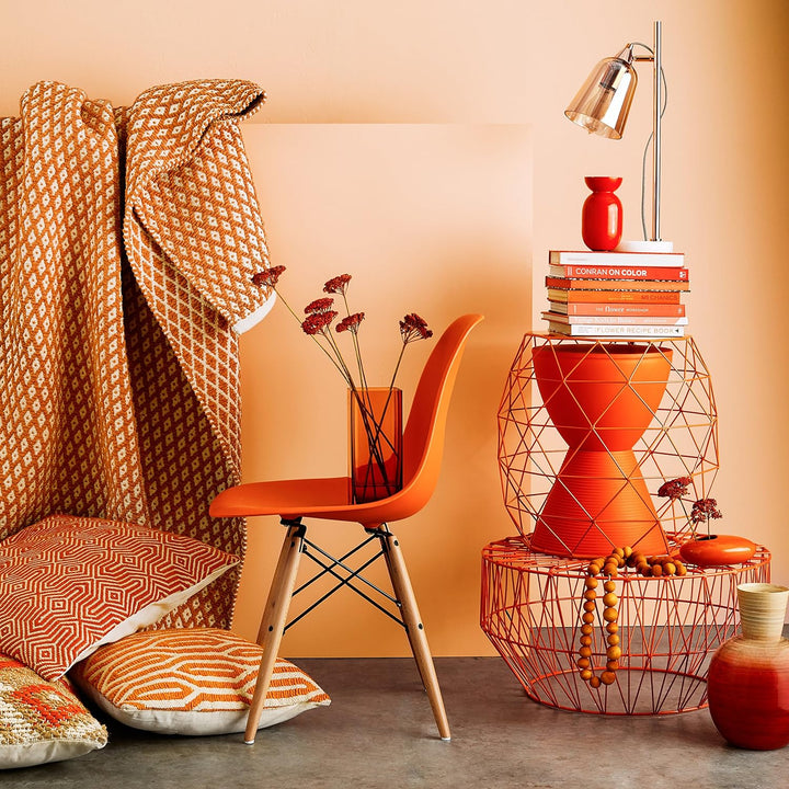 Haste Contemporary Modern Hourglass Accent Stool Orange