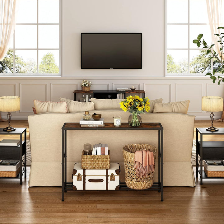 Console Table, 2-Tier Industrial Entryway, Rustic