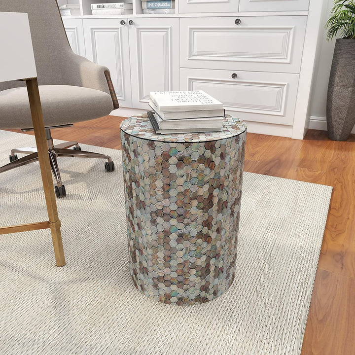 Mother of Pearl Shell Geometric Handmade Side Table