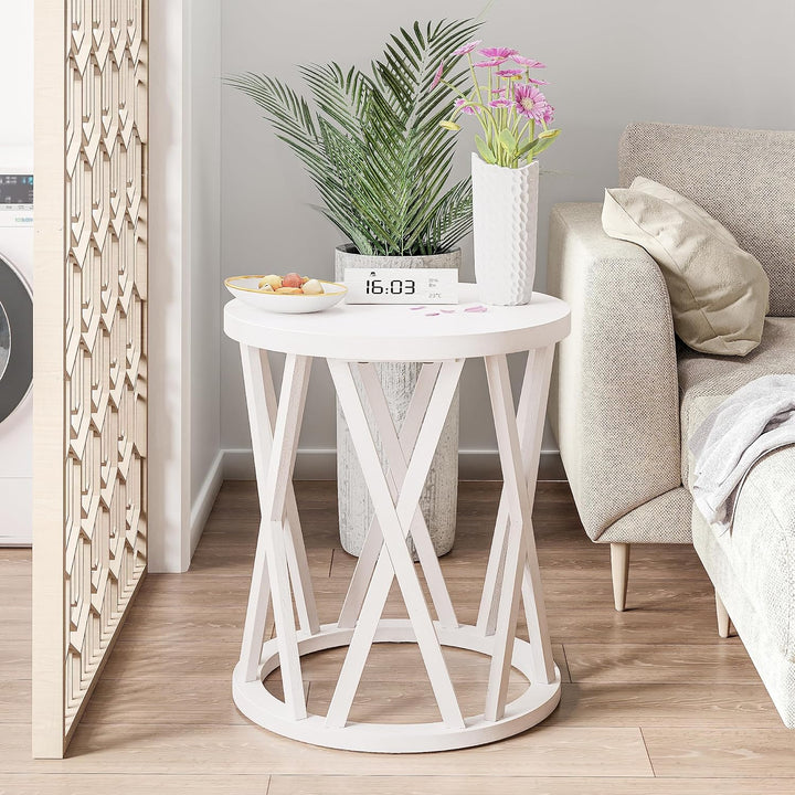 Rustic Farmhouse End Table, Antique White