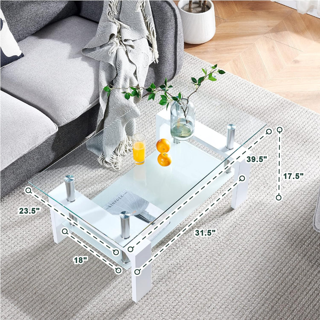 Living Room Coffee Table, Modern Side Table, White