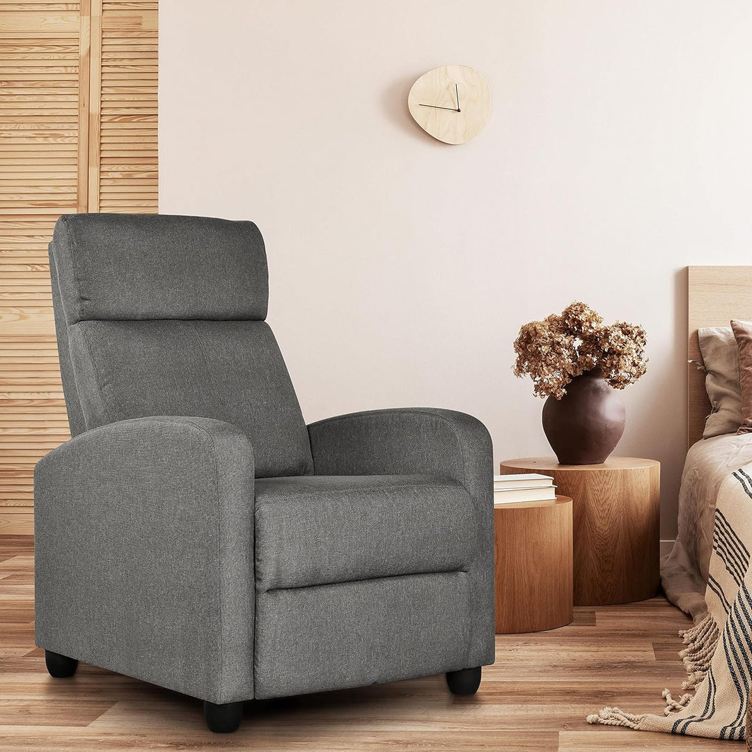 Fabric Recliner Chair Sofa Ergonomic Adjustable Matte Grey