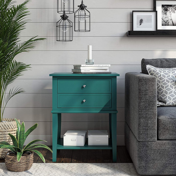 Franklin Accent Table 2 Drawers Emerald