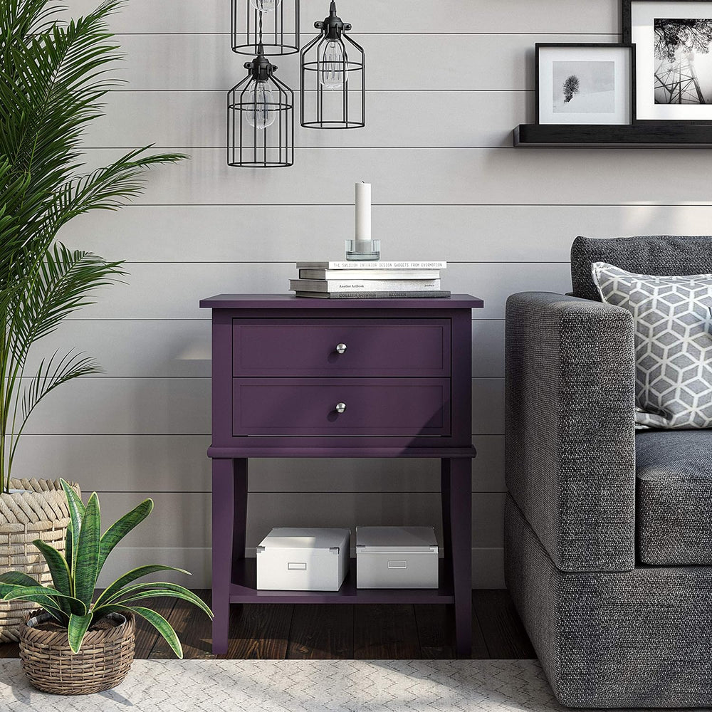 Franklin Accent Table 2 Drawers Purple