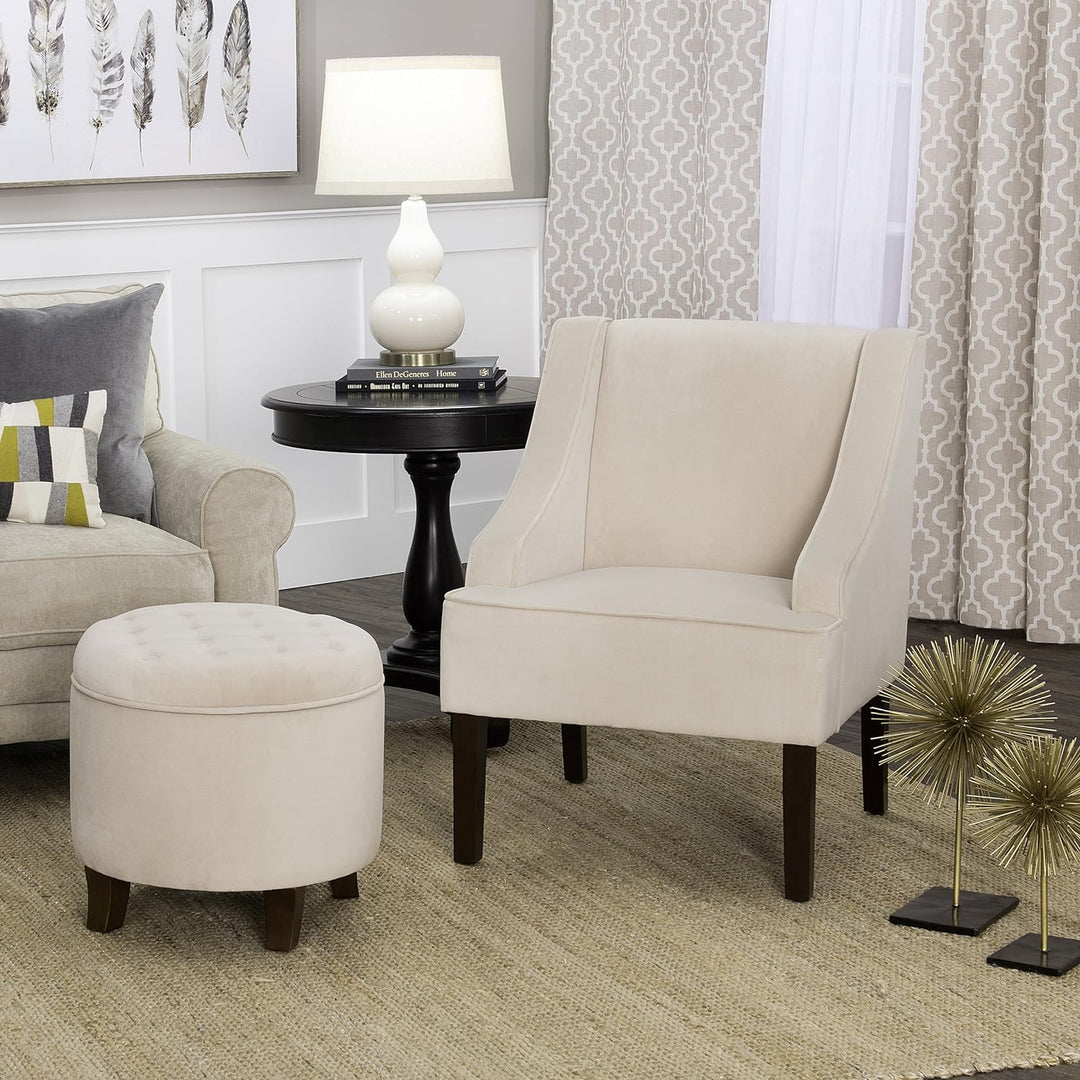 Swoop Arm Living-Room-Chairs Cream Velvet