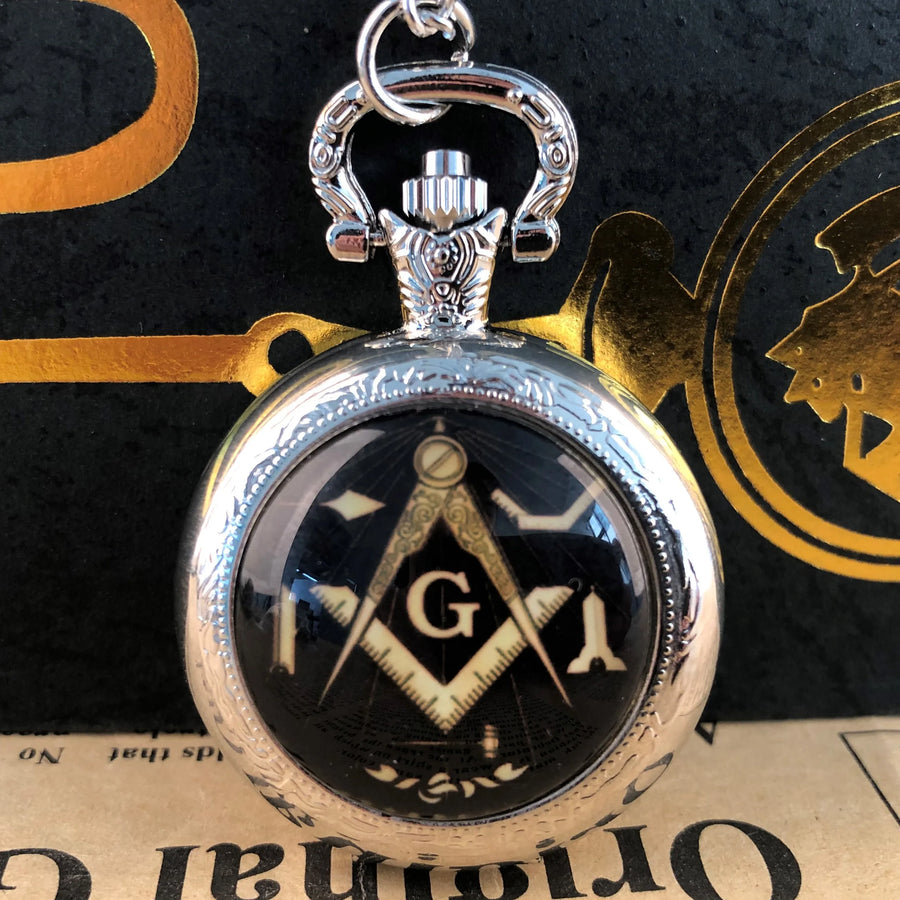 Creative Quartz Movement Pocket Watch with Masonic G Symbol