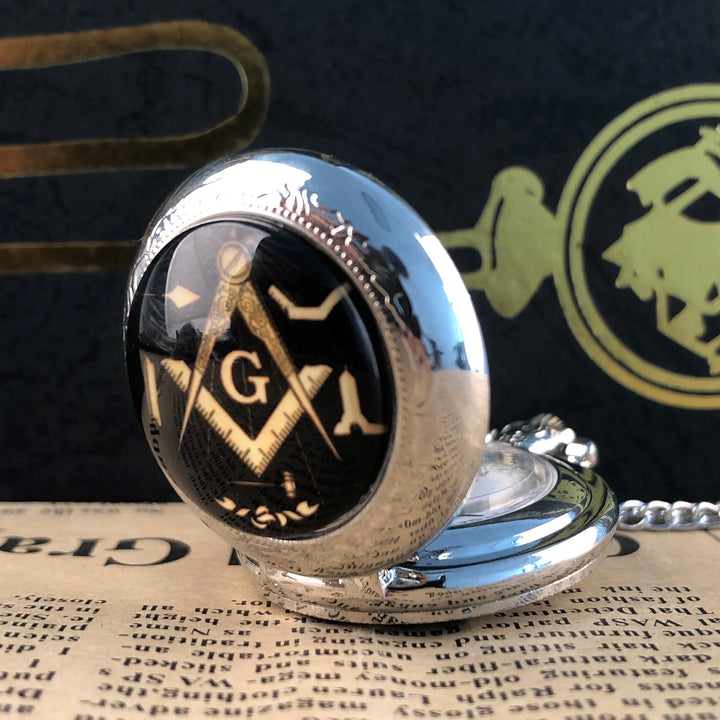 Creative Quartz Movement Pocket Watch with Masonic G Symbol