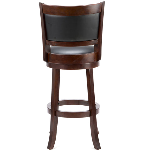 Cherry 29-inch Solid Wood Bar Stool with Faux Leather Swivel Seat