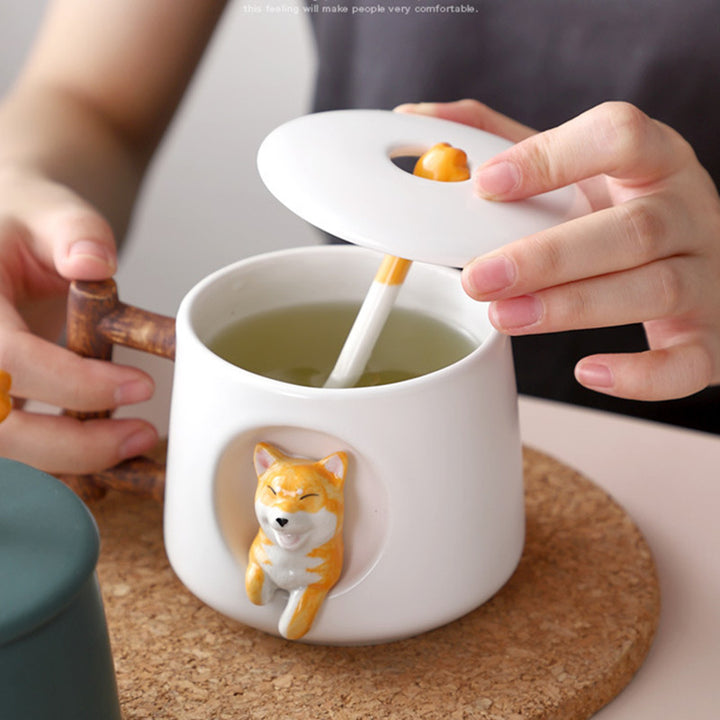 Creative Cute Mugs With Lid & Spoon