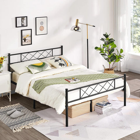 Full Size Traditional Powder Coated Slatted Metal Platform Bed