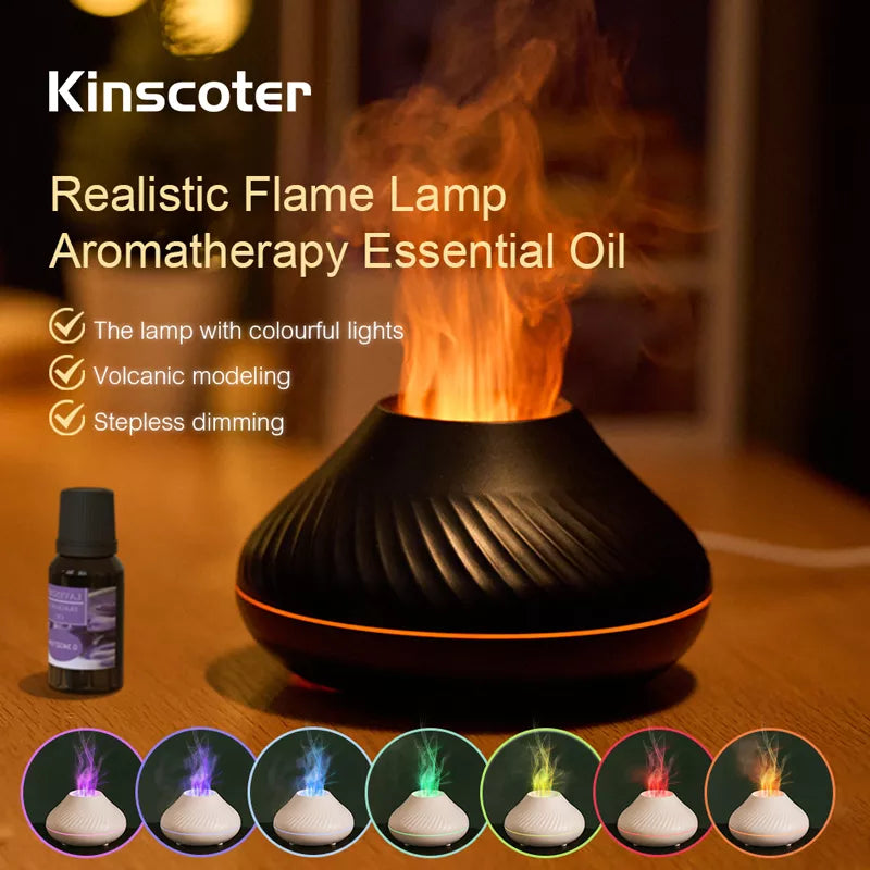 Volcanic Aroma Diffuser & USB Humidifier with Flame Light