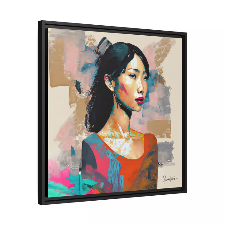 Asian Lady Beautiful Portrait Canvas Wall Art with Frame by QueenNoble