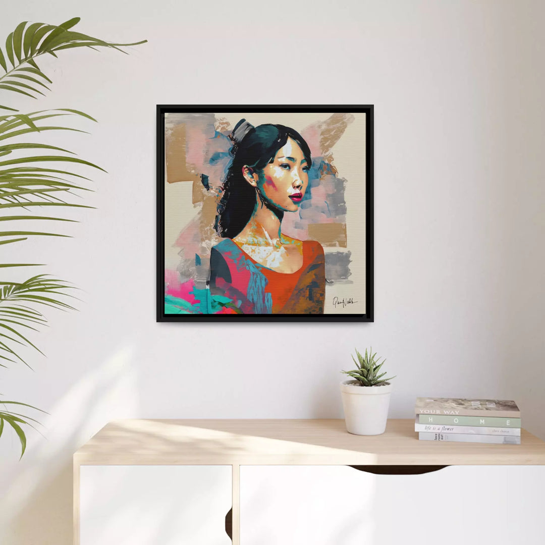 Asian Lady Beautiful Portrait Canvas Wall Art with Frame by QueenNoble