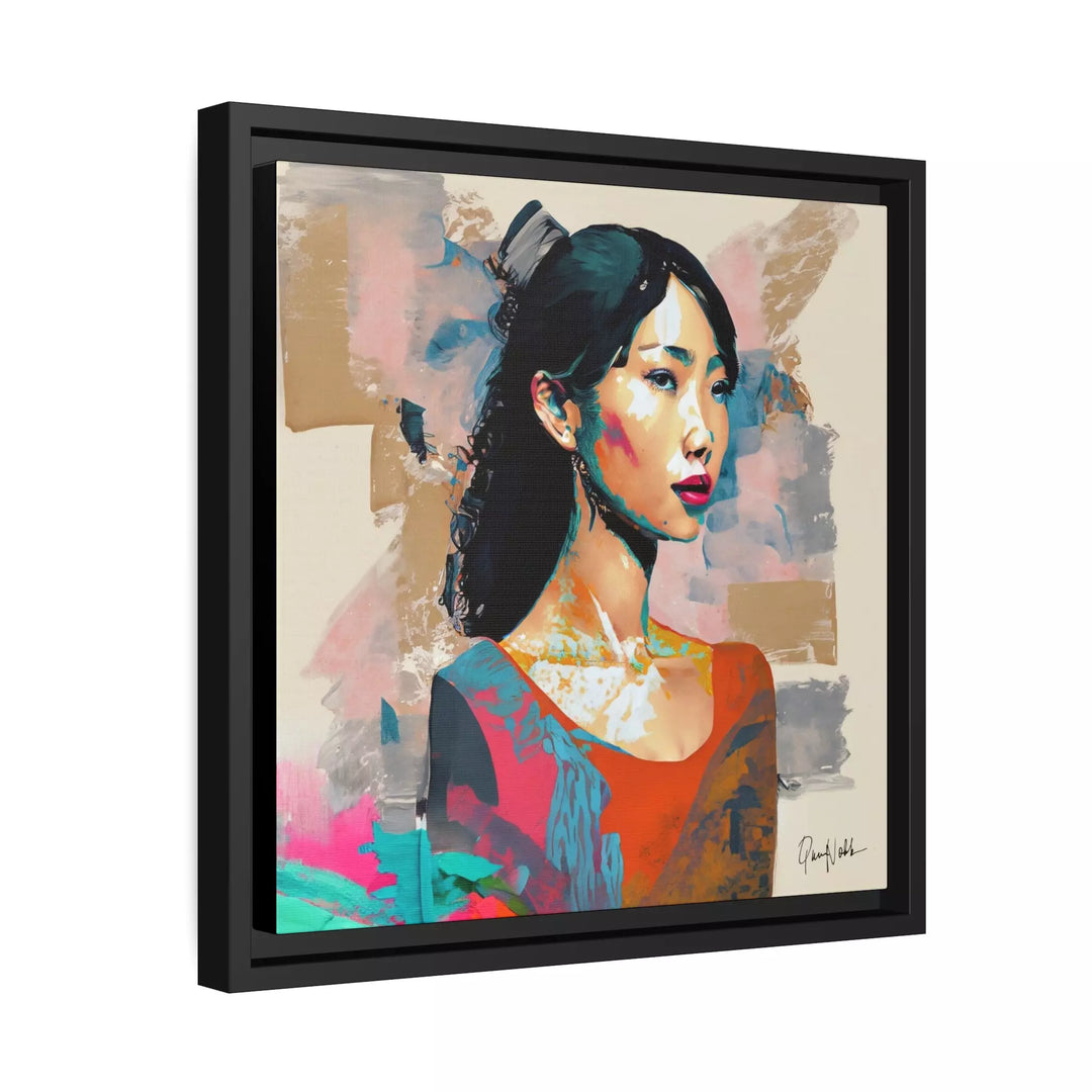 Asian Lady Beautiful Portrait Canvas Wall Art with Frame by QueenNoble