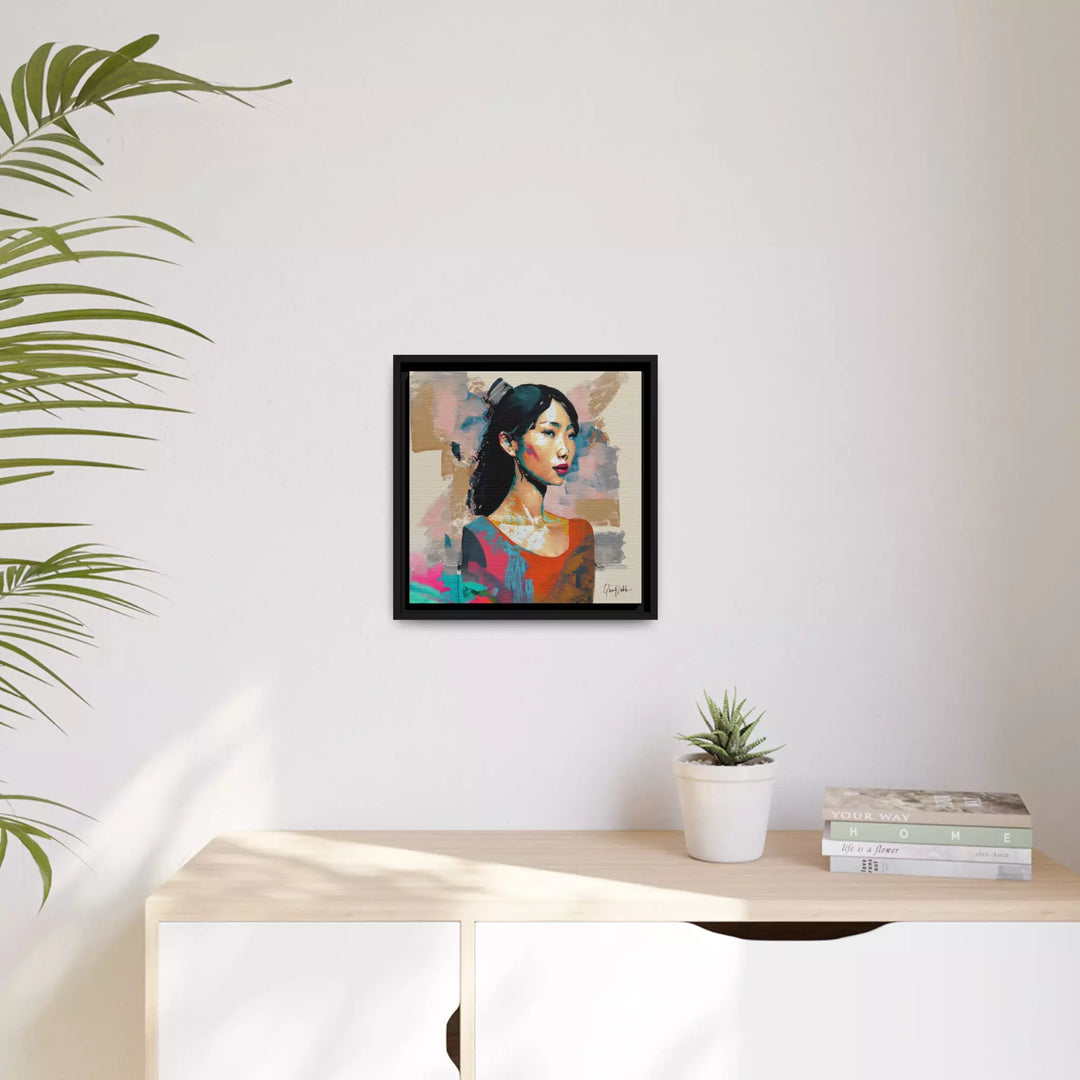 Asian Lady Beautiful Portrait Canvas Wall Art with Frame by QueenNoble