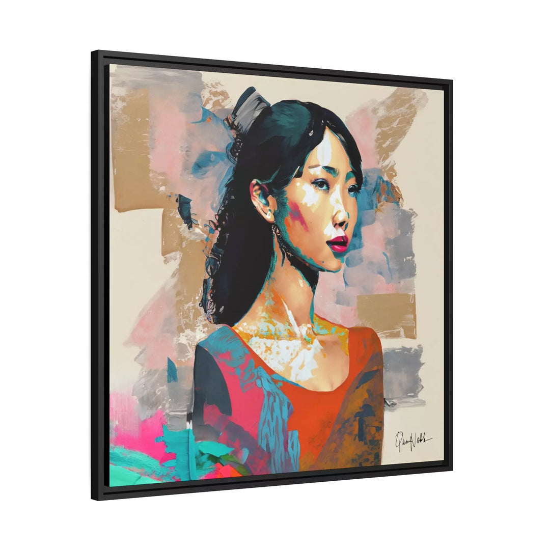 Asian Lady Beautiful Portrait Canvas Wall Art with Frame by QueenNoble