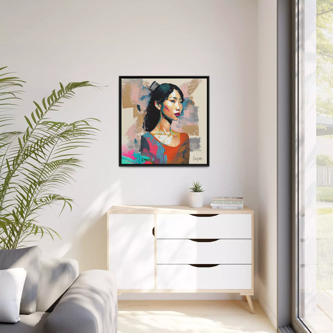 Asian Lady Beautiful Portrait Canvas Wall Art with Frame by QueenNoble