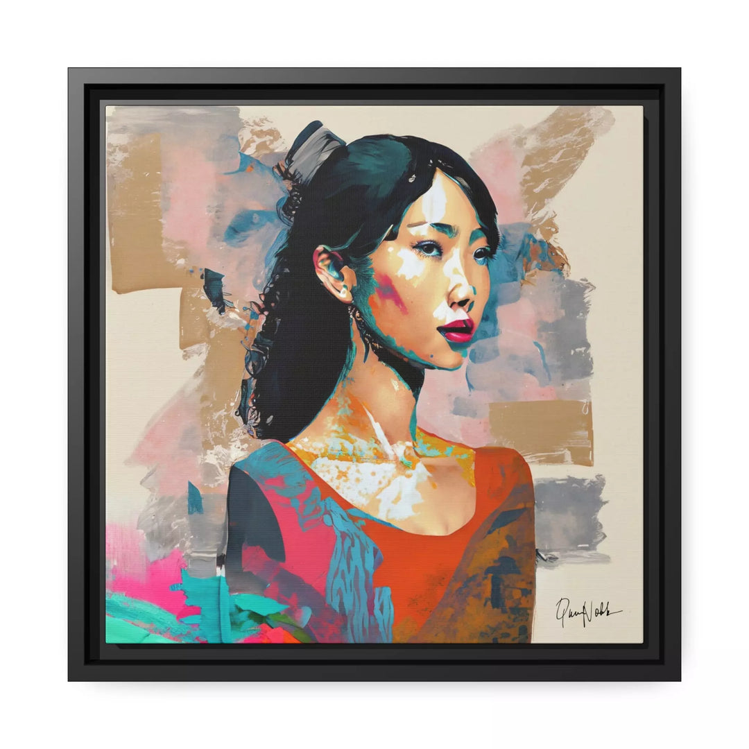 Asian Lady Beautiful Portrait Canvas Wall Art with Frame by QueenNoble