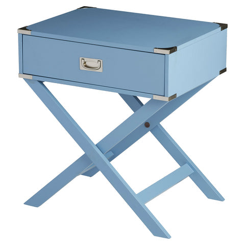 Modern 1-Drawer Bedroom Nightstand End Table in Blue Finish