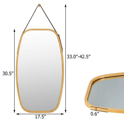 30.5 Inch Bamboo Wall Mounted Bathroom Mirror