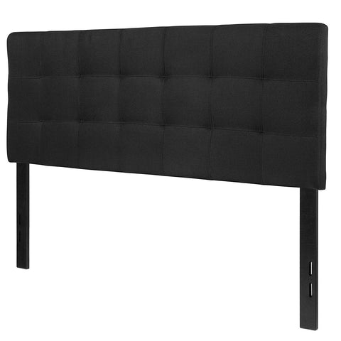 Full size Modern Box-Stitch Black Fabric Upholstered Headboard