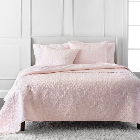 King Size 100-Percent Cotton 3-Piece Quilt Bedspread Set in Blush Pink