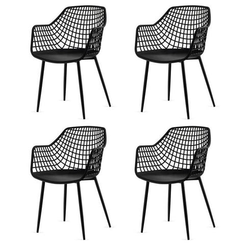 Set of 4 Mid-Century Dining Chairs with Ergonomic Backrest