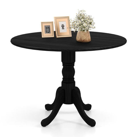 Black Solid Wood 40-inch Round Kitchen Dining Table - Rustic Farmhouse