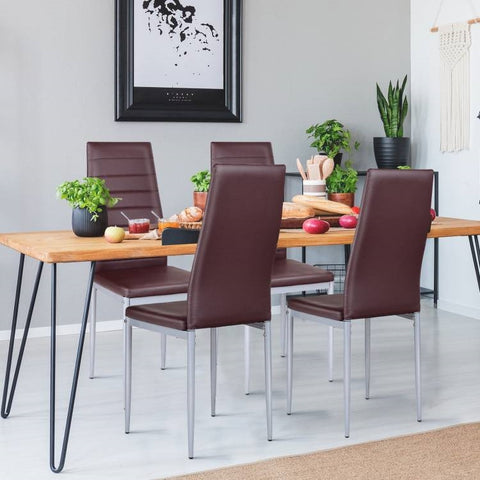 Set of 4 Modern Dining Chairs with Metal Legs