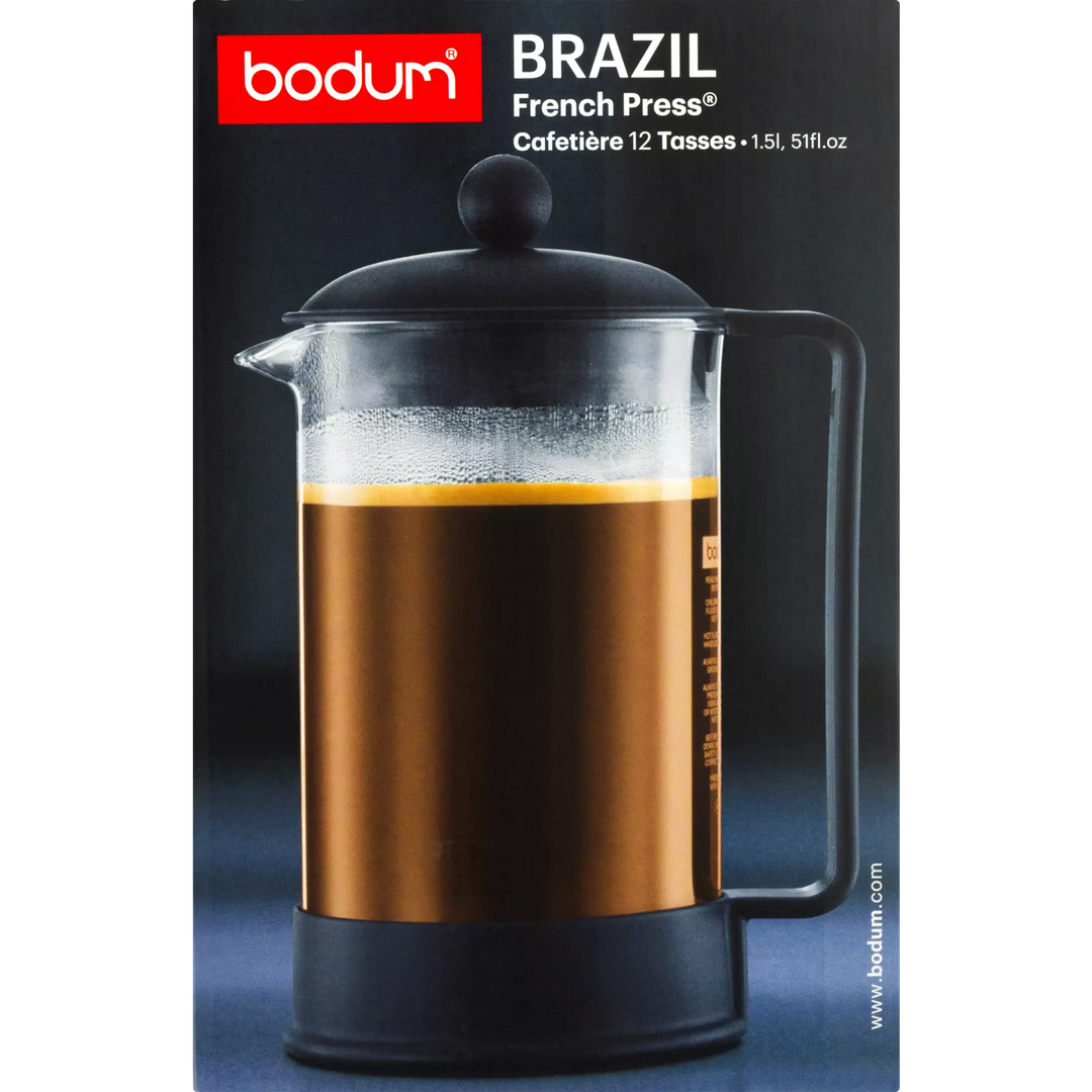 Bodum French Press Coffee Maker, Borosilicate Glass, 51 Ounce, Black