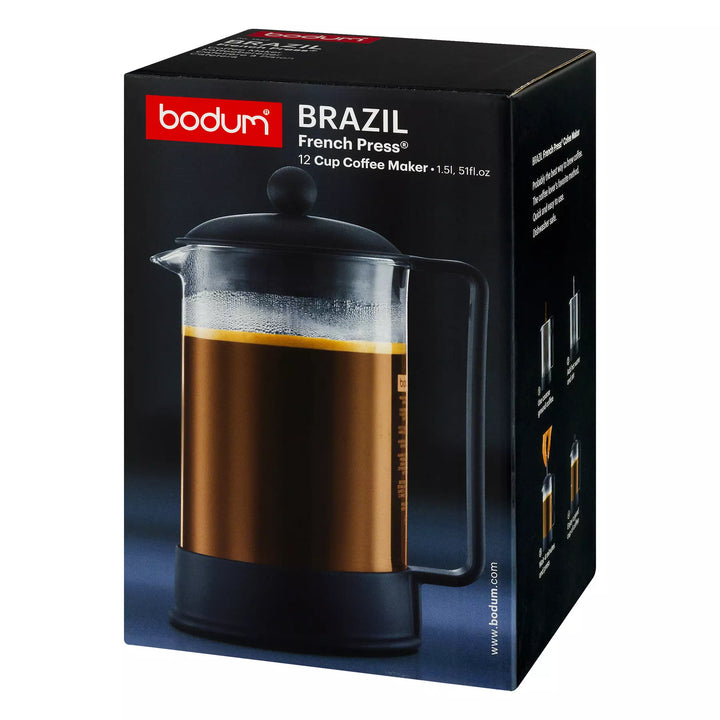 Bodum French Press Coffee Maker, Borosilicate Glass, 51 Ounce, Black