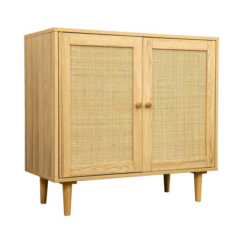 Rattan Accent Cabinet with Doors and Storage