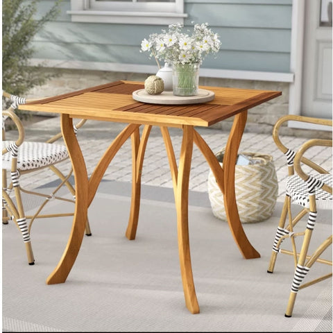 Outdoor Solid Wood 31.5 inch Square Patio Dining Table