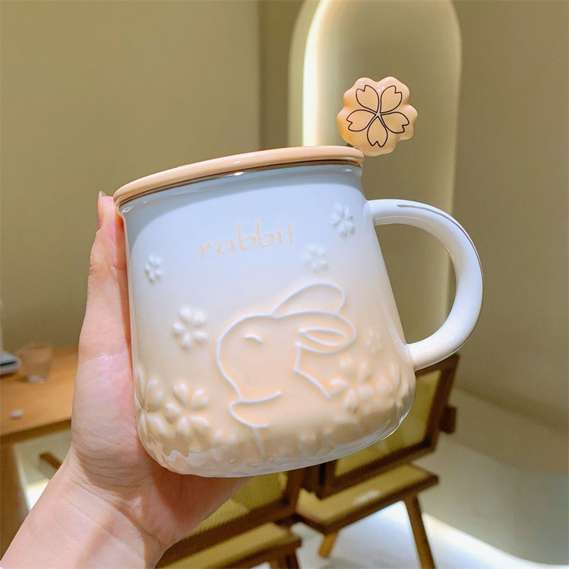 Year of the Rabbit Cherry Mug - Ceramic Coffee Cup