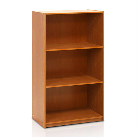 Modern 3-Shelf Bookcase in Light Cherry Wood Finish