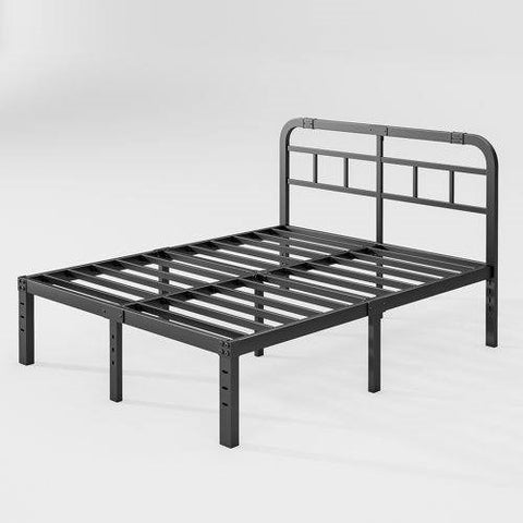 California King Size Heavy Duty Black Metal Platform Bed Frame with Headboard