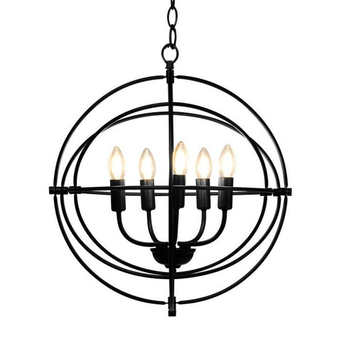 5 Light Brass Rustic Industrial Rotating Metal Chandelier