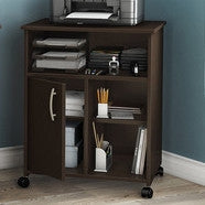 Contemporary Printer Stand Cart with Storage Shelves in Chocolate