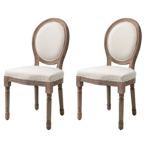 Set of 2 Upholstered Armless Curved Back Dining Chairs