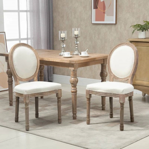 Set of 2 Upholstered Armless Curved Back Dining Chairs