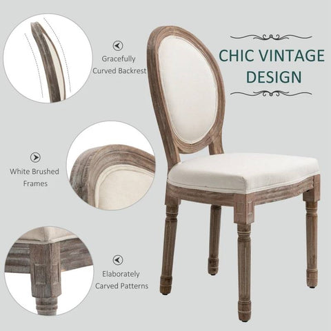 Set of 2 Upholstered Armless Curved Back Dining Chairs