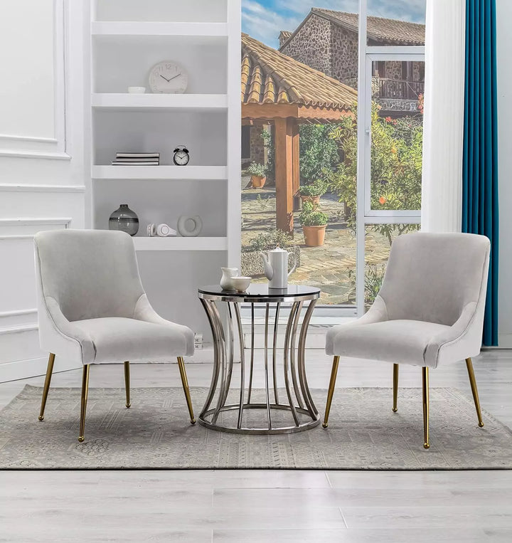 Dining Chairs Set of 2, Upholstered Dining Room Chairs with Gold Legs