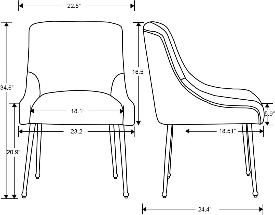 Dining Chairs Set of 2, Upholstered Dining Room Chairs with Gold Legs