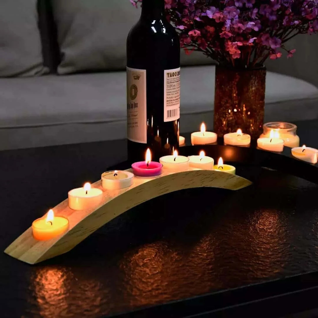 Wooden Tea Light Candle Holder Bar